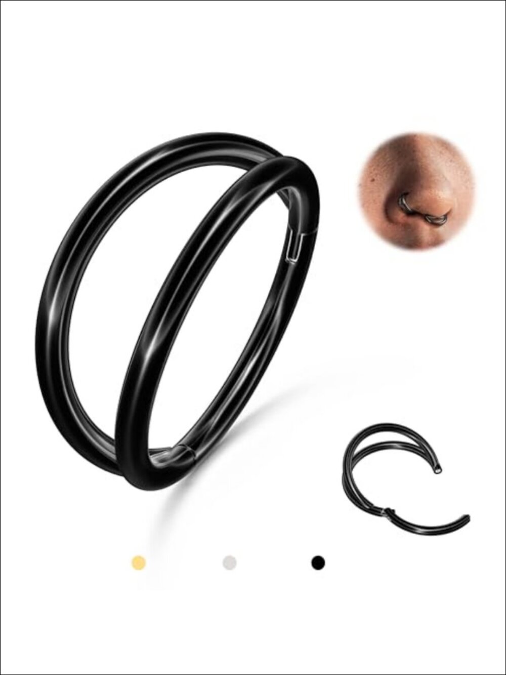G23 Titanium Double Hoop Nose Ring 20G Helix Conch Cartilage Piercing
